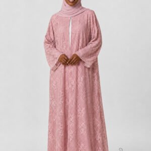 SIS-108 Pink Soft Net Fancy Abaya with Nada Lining