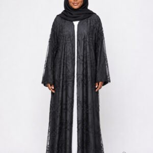 SIS-109 Luxury Black Embroidered Net Abaya
