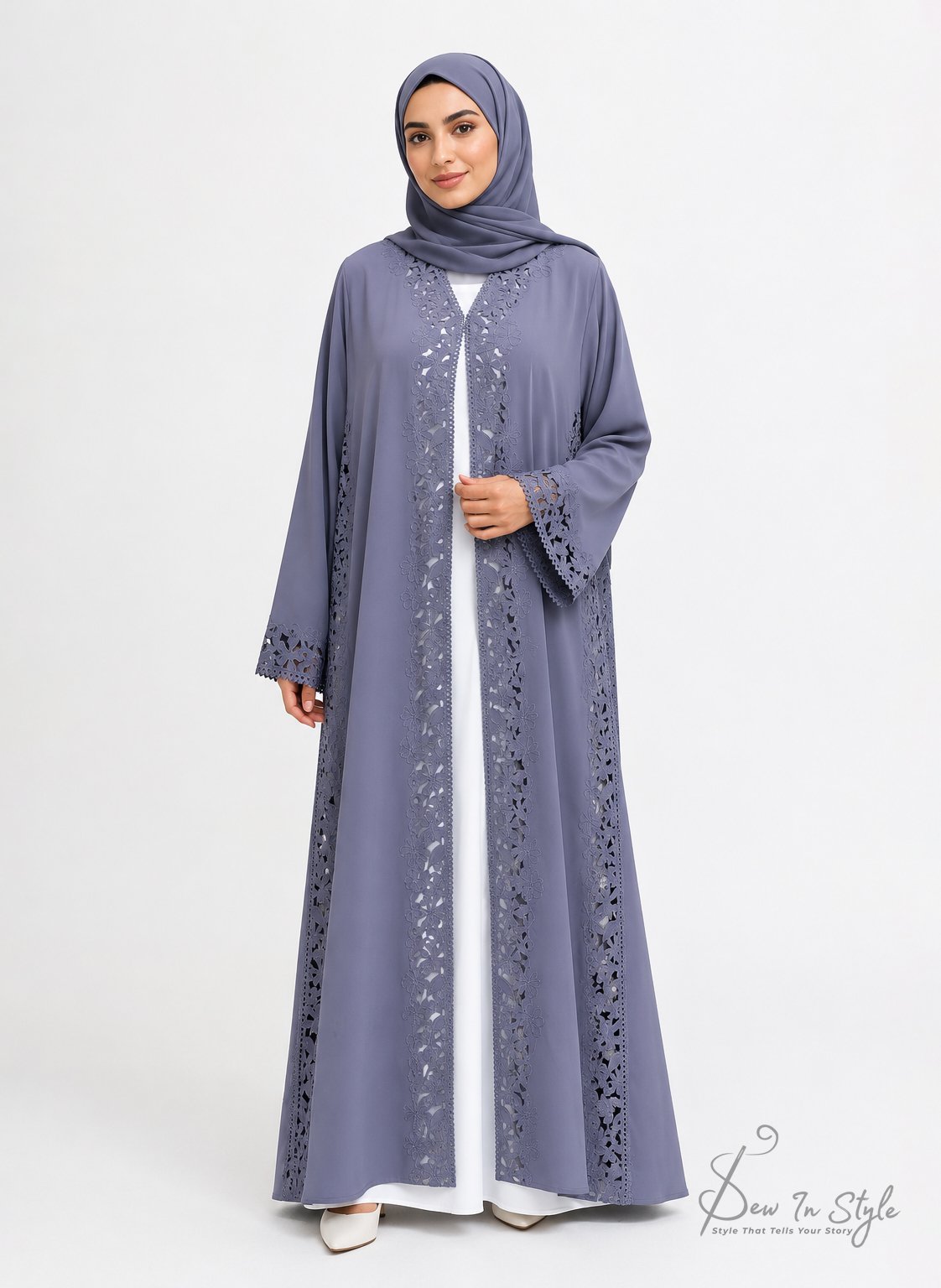 SIS-110 Grey Laser Work Abaya