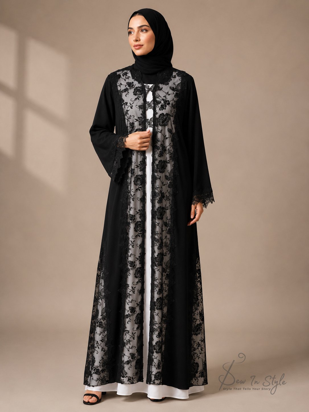 SIS-105 Fancy Lace Abaya - Image 2