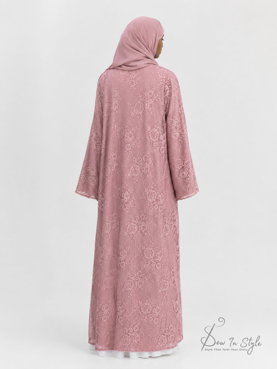 SIS-108 Pink Soft Net Fancy Abaya with Nada Lining - Image 2
