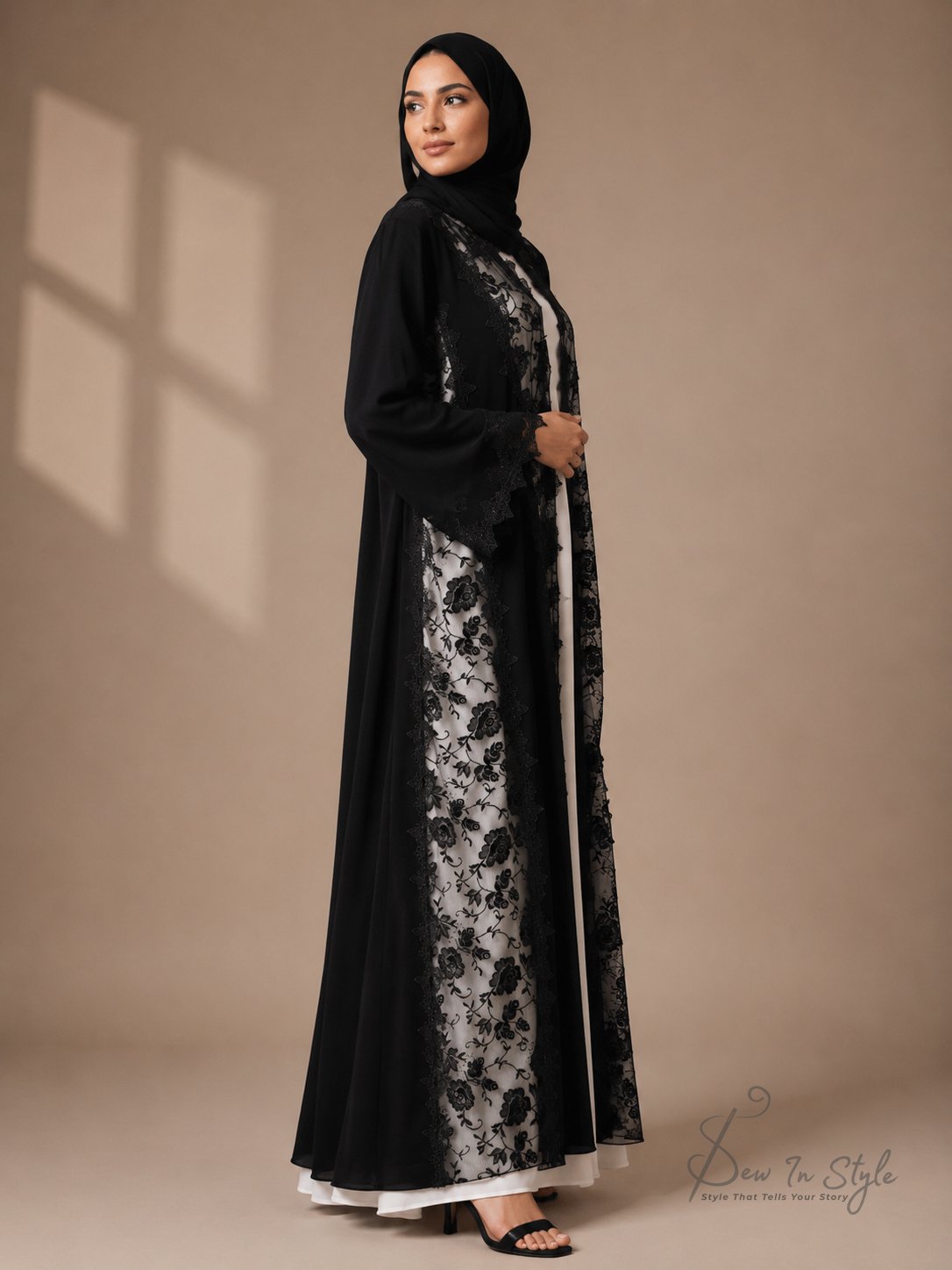 SIS-105 Fancy Lace Abaya - Image 3