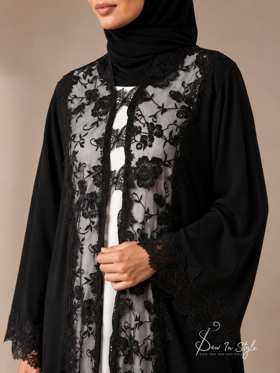 SIS-105 Fancy Lace Abaya - Image 4
